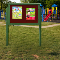 Outdoor XL Message Center Bulletin Board 40 x 60 on Posts | TOP-Hinged Single Door Information Board, Built with Eco-Friendly Faux Wood