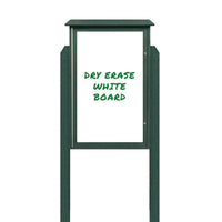 36" x 36" Outdoor Message Center - Magnetic White Dry Erase Board with Posts