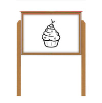 24" x 24" Outdoor Message Center - Magnetic White Dry Erase Board with Posts