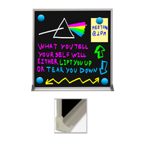 Silver Trim Metal Frame 12x12 Magnetic Black Wet Erase Marker Board | Porcelain on Steel