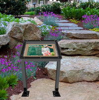 Light Gray Recycled Plastic Tilted Display with Black Metal Frame