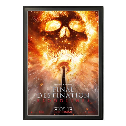 24x36 MOVIE POSTER PICTURE FRAME DISPLAY SHOWN in SATIN BLACK FRAME with RAVEN BLACK MATBOARD