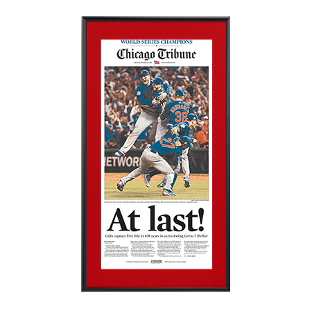 Chicago Cubs 2016 World Series Champions Newspaper Frames | Metal Display Frame with Beveled Matboard