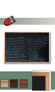 Black Magnetic Chalk Board 8.5x11 with Wood Frame in 3 Finishes