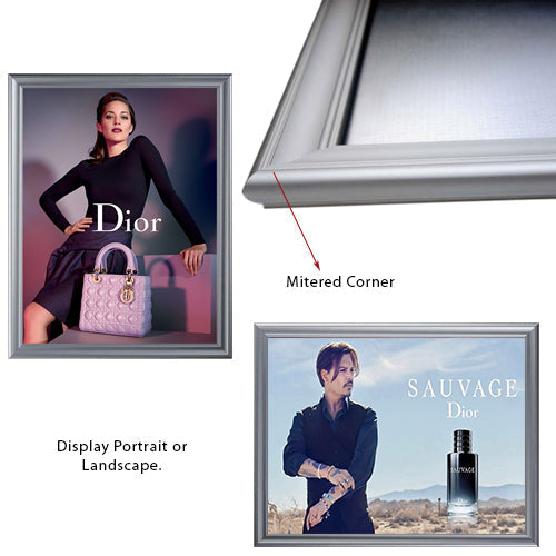 Modern Style Silver 22 x 28 Snap Frame can be Mounted in Portrait or Landscape Position