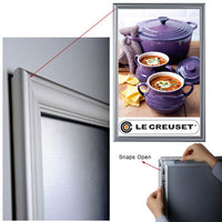 Wall Mount, Modern Style, Fast Change 24x36 Snap Frame in a Silver Finish