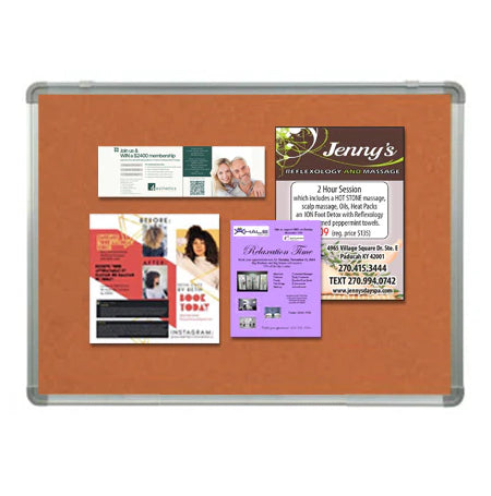 36 x 48 Cork Bulletin Board | Silver Metal Frame w RADIUS CORNERS