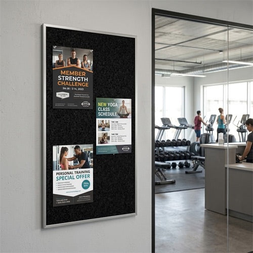 Vinyl over Cork Bulletin Board 18x36(Open Face with Silver Trim)