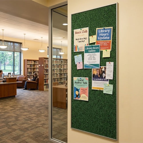 Vinyl over Cork Bulletin Board 24x60 (Open Face with Silver Trim)