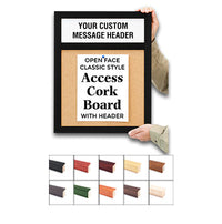 16" x 20" Open Face Wood #361 Framed Cork Board with Personalized Message Header