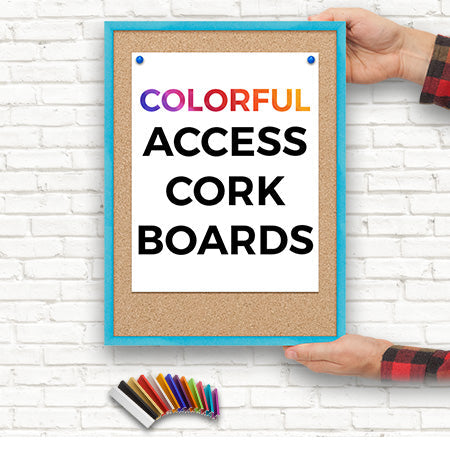 Access Cork Board™ 12 x 16 Framed Bulletin Boards in 12+ Colorful Metal Frame Colors