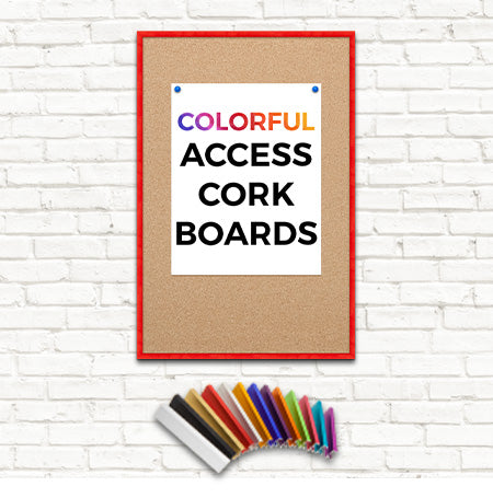 Access Cork Board™ 16x24 Frame with 12+ Colorful Metal Frames + Optional Fabric-Covered Cork in Many Striking Finishes