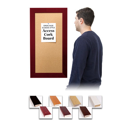 Access Cork Board™ 20x20 Open Face BOLD WIDE WOOD Framed Cork Bulletin Board