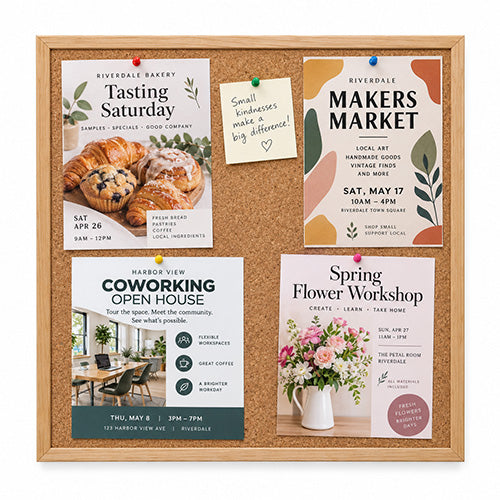 WIDE WOOD 12x12 Framed Cork Bulletin Board (Open Face with 2" Wide Wood Frame)