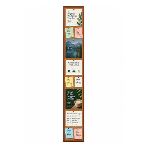 WIDE WOOD 12x84 Framed Cork Bulletin Board (Open Face with 2" Wide Wood Frame)