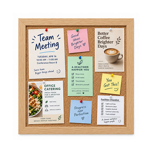 WIDE WOOD 16x16 Framed Cork Bulletin Board (Open Face with 2" Wide Wood Frame)
