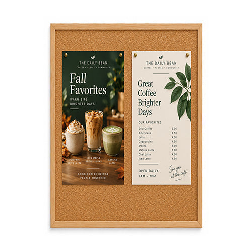 WIDE WOOD 16x20 Framed Cork Bulletin Board | Notice Board with Bold, Flat Face, 2-inch Wide Profile in 3 Hardwood Finishes