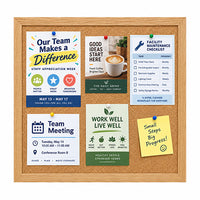 WIDE WOOD 18x18 Framed Cork Bulletin Board (Open Face with 2" Wide Wood Frame)