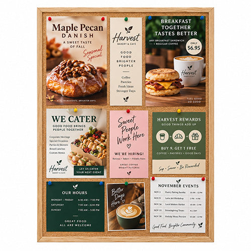WIDE WOOD 22x28 Framed Cork Bulletin Board (Open Face with 2" Wide Wood Frame)