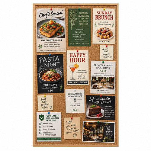 WIDE WOOD 36x60 Framed Cork Bulletin Board (Open Face with 2" Wide Wood Frame)