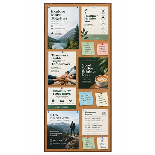 WIDE WOOD 48x96 Framed Cork Bulletin Board Open Face - No Doors