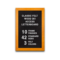 Access Letterboard 12 x 18 Open Face 361 Wood Framed FELT Letter Board