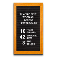 Access Letterboard 12 x 24 Open Face 361 Wood Framed FELT Letter Board