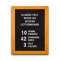 Access Letterboard 15 x 20 Open Face 361 Wood Framed FELT Letter Board