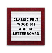 Access Letterboard 16 x 16 Open Face 361 Wood Framed FELT Letter Board in 10 Colorful Wood Finishes