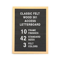 Access Letterboard 24 x 24 Open Face 361 Wood Framed FELT Letter Board