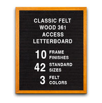 Access Letterboard 30 x 40 Open Face 361 Wood Framed FELT Letter Board
