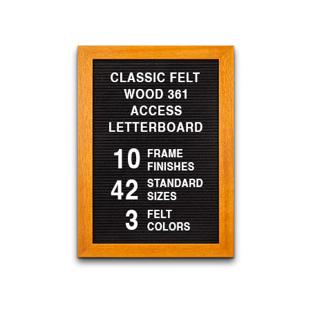 Access Letterboard 9 x 12 Open Face 361 Wood Framed FELT Letter Board