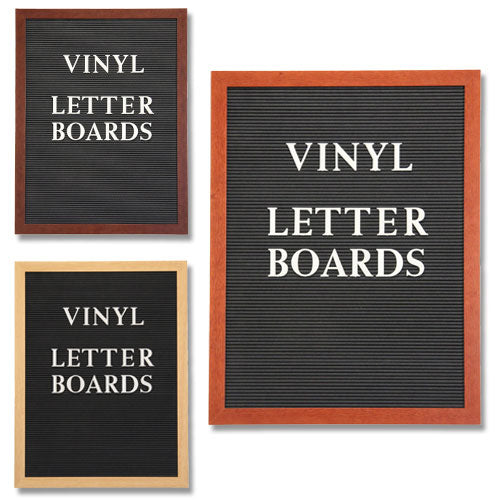 96x36 OPEN FACE LETTER BOARD: BLACK VINYL COLOR, 3 WOOD FINISHES