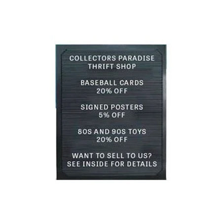 Open Face Thermoformed Plastic Letter Board 16 x 20 with Black Cardboard Backing