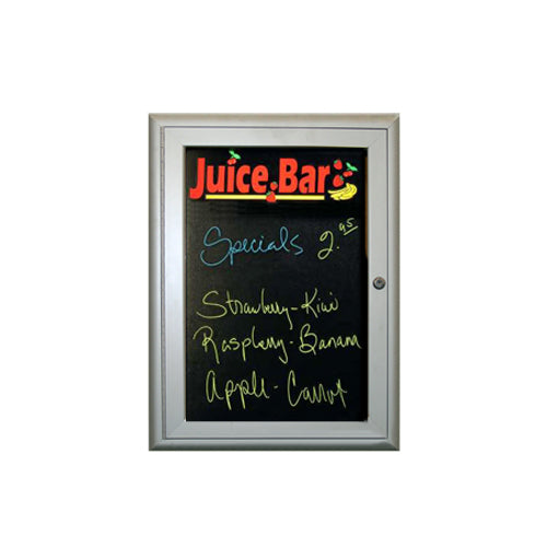 Outdoor Enclosed Dry Erase Markerboard with Radius Edge - Black Porcelain Steel