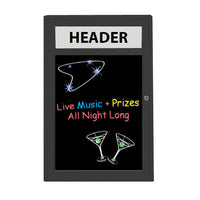 Outdoor Enclosed Dry Erase Markerboard with Radius Edge and Header - Black Porcelain Steel