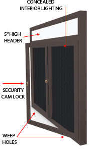 Outdoor Enclosed Letter Boards with Header & LED Lights (Multiple Doors) 