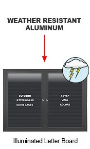 Outdoor Enclosed Letter Boards with LED Lights | Locking 2-3 Door Display Cases