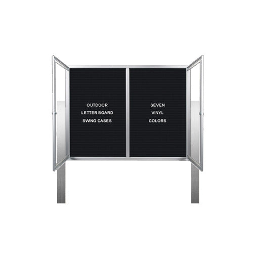 Standing Outdoor Enclosed Letter Boards with Posts | All-Weather Metal 2 & 3 Door Display Cases in 35+ Sizes