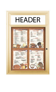 Outdoor Enclosed Menu Cases with Header for 8 1/2" x 11" Portrait Menu (Radius Edge) Sizes