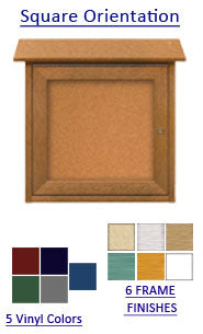 30" x 30" Outdoor Message Center Cork Board | LEFT Hinged - Single Door Information Board