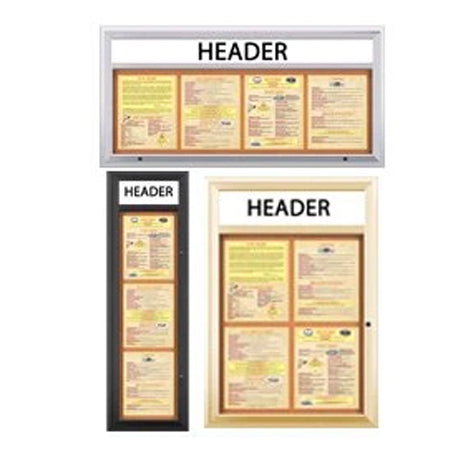 Outdoor Enclosed Menu Cases with Header for 11" x 14" Portrait Menu Sizes (Radius Edge)