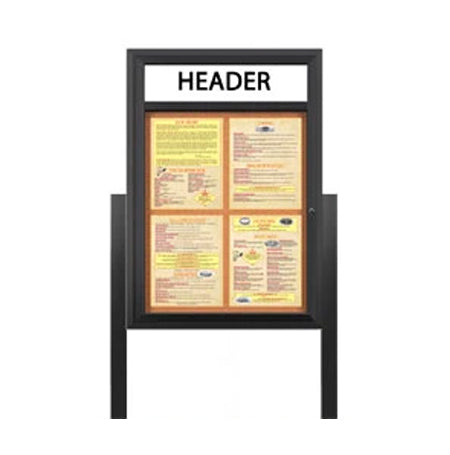 Outdoor Enclosed Menu Cases with Header & Legs (11" x 14" Portrait Menus) Sizes