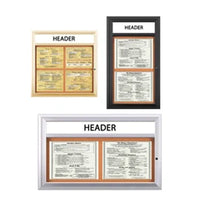 Outdoor Enclosed Menu Cases with Header & Lights for 11" x 14" Landscape Menu Sizes