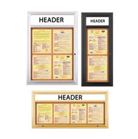 Outdoor Enclosed Menu Cases with Header & Lights for 11" x 14" Portrait Menu Sizes (Radius Edge)