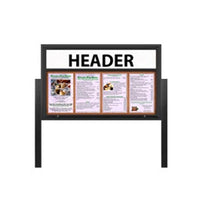 Outdoor Enclosed Menu Cases with Header, Lights & Leg Posts (11" x 17" Portrait Menus) Sizes