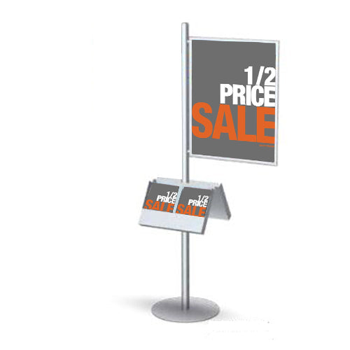 Single Pole POSTO-STAND™ 24x36 Slide-in Sign Stand + Brochure Holders ...