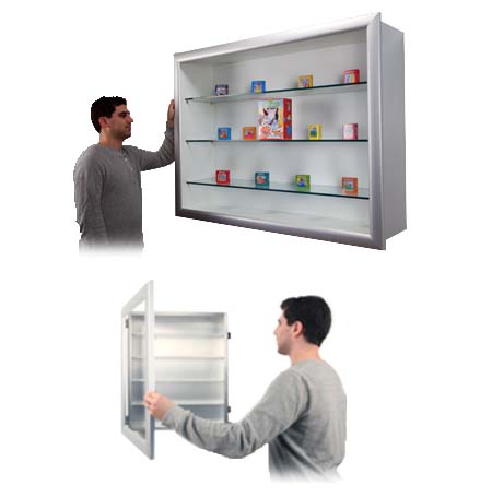 45x81 Shadow Box Display Case with Glass Shelves Metal Framed SUPER WIDE-FACE (10" Deep)