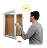 LED Lighted SUPER WIDE FACE Framed Cork Board Shadow Box Display Case | 4" Deep