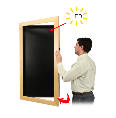 LED Lighted Large Shadow Box Display Case | WIDE WOOD Framed SwingFrames | 2" Deep Shadowbox with 25 Sizes